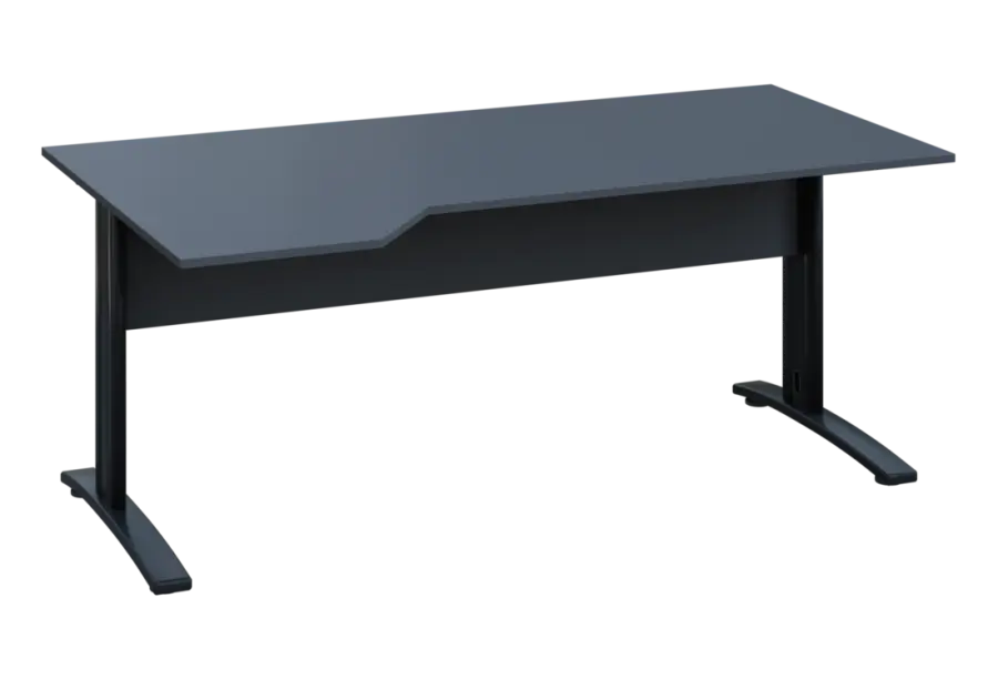 EZK 18 - 184 stůl kancelářský, rohový, levý, kovová podnož černá, deska 18 mm, široký 1800 mm, antracit